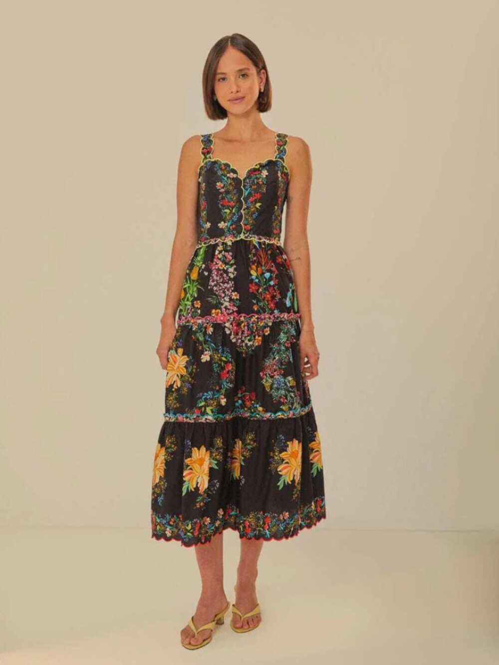 Farm Rio “black delicate forest” midi dress, XXS, NWT - Picture 3 of 3